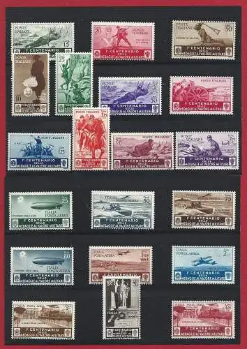 1934 Italia, Nr. 366/376 + PA 74/82 - Medaillen 20 Werte - postfrisch **