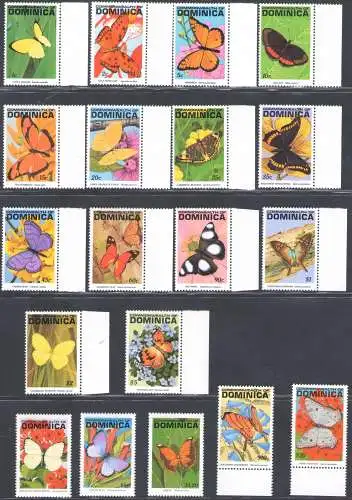 1991-92 Dominica, Schmetterlinge I-II-III-IV Yvert # 1295-08-1345-1356-1462/64 - postfrisch**