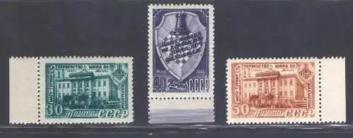 1948 RUSSLAND, Schachweltmeisterschaft, Nr. 1264/66, postfrisch**