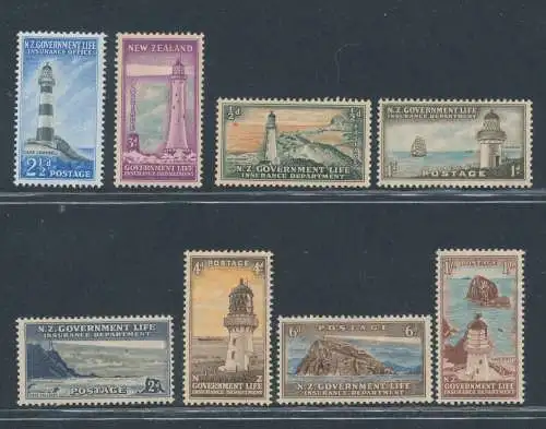 1947-65 NEW ZEALAND, L42/49 Scheinwerfer 8 Werte MH*