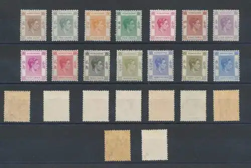 1938-52 Hongkong, SG 140/162, 23 Werte, Bildnis Georg VI., MLH*- POSTFRISCH**