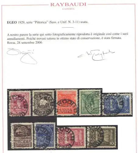 1929 Ägäis, Malerserie, gezähnt 11, Nr. 3/11, 9 Werte, GEBRAUCHT