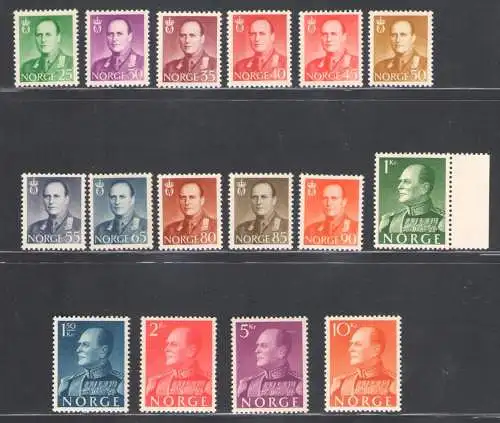 1958-60 Norwegen, Nr. 381/85+386/90, Re Olav V, MNH**