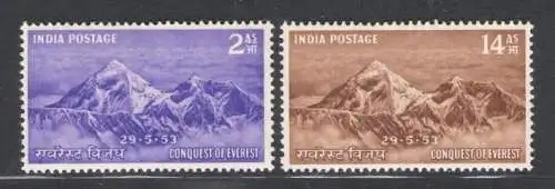 1953 INDIEN - Mount Everest Conquista, Stanley Gibbons Nr. 344/45 - postfrisch **