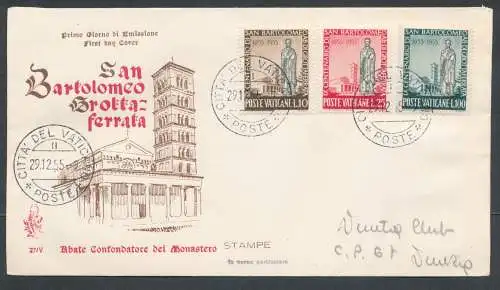 1955 Vatikan, San Bartolomeo, n. 200/202, Venetien Nr. 27/V, nicht gereist