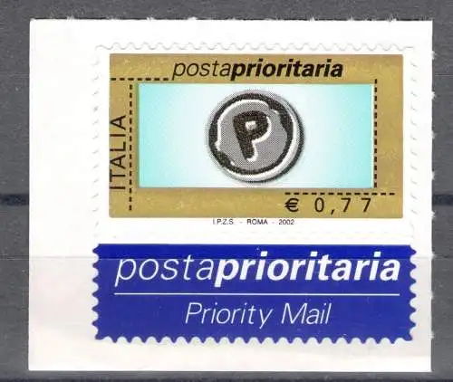 2002 Italien, Priority Post, Euro 0,77 himmlisch schwarz grau Nr. 2634 postfrisch **