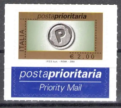 2004 Italien, Priority Post, Euro 2 grün gold schwarz grau Nr. 2809 postfrisch **