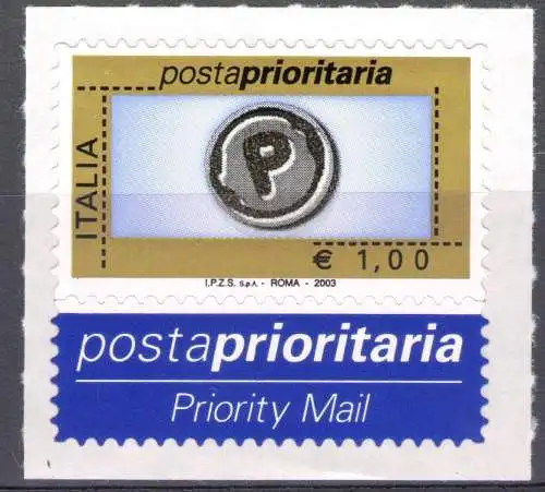 2003 Italien, Priority Post, Euro 1 blau gold schwarz gelb Nr. 2766 postfrisch **