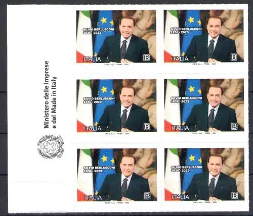 2024 Italien - Silvio Berlusconi Block von 6 - postfrisch **