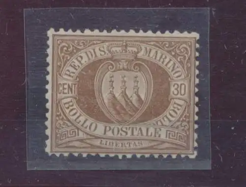 1877 San Marino, 30 Cent braun Nr. 6, sehr gute Zentrierung - MH*