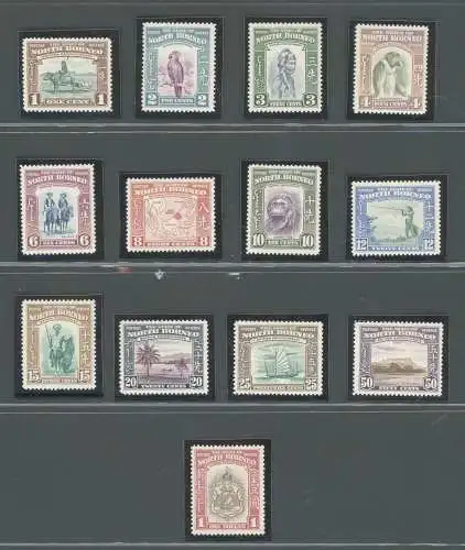 1939 North Borneo, Stanley Gibbons Nr. 303-15 - Serie unvollständig - 13 Werte - MNH** (2$ - 5$ fehlen)