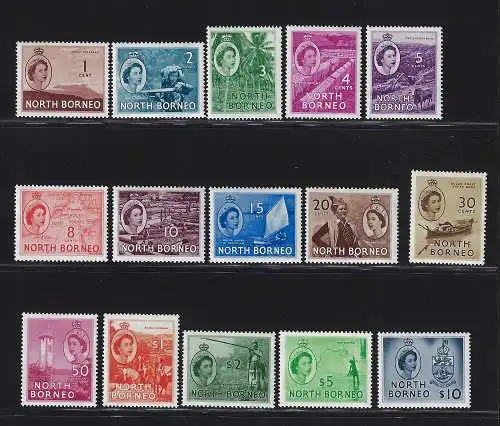 1954-59 North Borneo, Stanley Gibbons Nr. 372/86 - postfrisch**