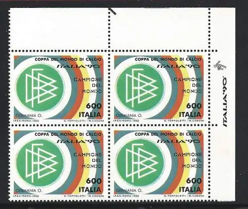 1990 Italien - Nr. 1942, Italien 1990, mit CIAO Maskottchen am rechten Rand, postfrisch**