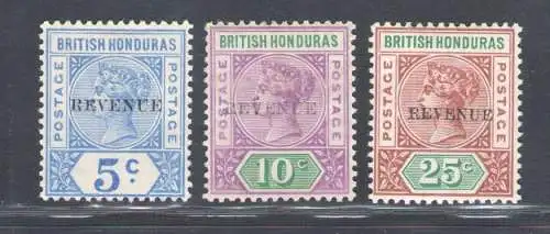 1899 British Honduras, Stanley Gibbons n. 66/68 - MH*