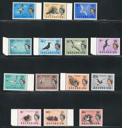 1963 ASCENSION, Stanley Gibbons Vögel Nr. 70-83 - postfrisch **