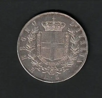 1876 Vittorio Emanuele II - 5 Lire Silber - BB