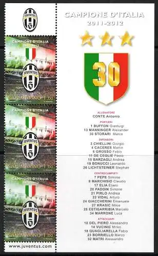 2012 San Marino, Juventus Figurierter Eckblock # 160 - postfrisch **