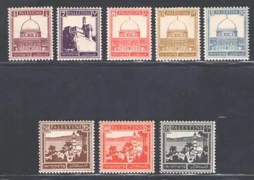 1932-44 Palästina, Stanley Gibbons Nr. 104/11 - Serie mit 8 Werten - MH*/MNH**