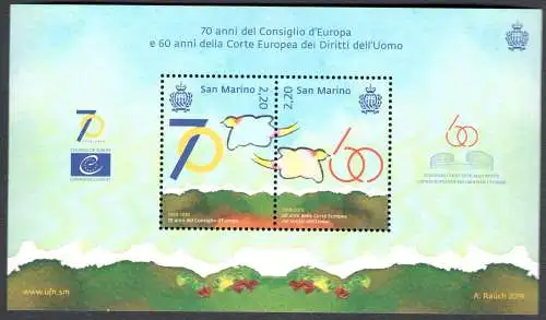 2019 San Marino Blatt 60. Europäischer Gerichtshof - 70. Cosiglio Europa MNH**