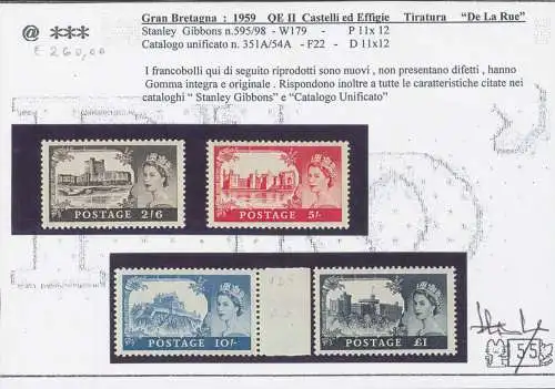 1959-68 Großbritannien - Castelli De La Rue, SG Nr. 595/598 - postfrisch**