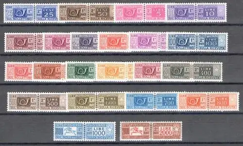 1955-79 Italien - Republik, filigrane Postpakete Sterne, 22 Werte - postfrisch**