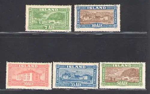 1925 ISLAND, Diverse Ansichten, 5 Val Nr. 115/119 MLH*