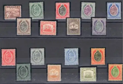 1904-14 MALTA - Bildnisse von König Edward VII. - Nr. 45/63 S.G. 17 Val. - 17er Set - MLH*