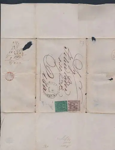 1852 MODENA, Nr. 1 und 2 auf Umschlag nach Pisa, gute/sehr gute Ränder, signiert Sorani, Stempel Chirici, Signatur Angelo De Simoni