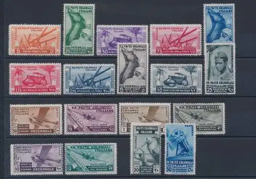 1933 Italienische Kolonien, Allgemeine Ausgaben, Jahrzehnter Marsch auf Rom, 18 Werte Nr. 32/41 +A 22/29 Top Qualität - postfrisch**