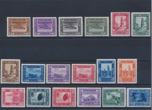 1932 SOMALIA - Malerische Serie, 12 gezahnt, 18 Werte, postfrisch **