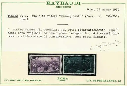 1948 Italien - Republik, # 580/591 + Espresso # 32 Risorgimento, postfrisch **