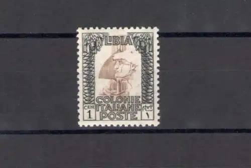 1926-30 Libyen, Serie Malerei gezackt 11 linear, 1 Cent schwarz-braun Nr. 58, postfrisch ** sehr gut zentriert