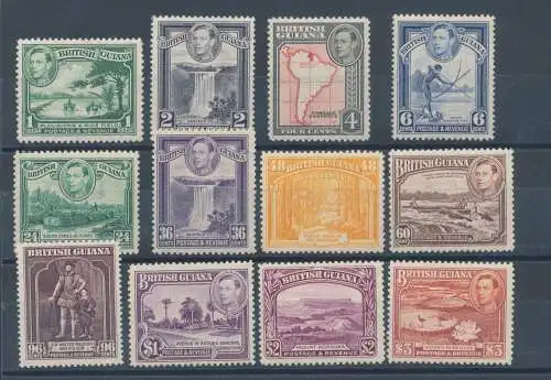 1938 BRITISH GUIANA - SG Nr. 308/19, 12 MLH-Werte*