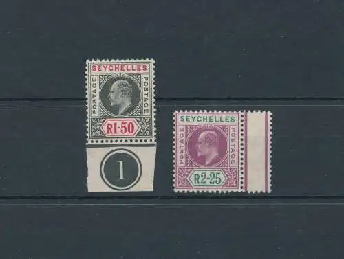 1903 Seychellen - SG 55/56 - Edward VII, Plate number, VMK Crown CA Perforate 14, MNH**