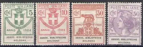 1924 Italien, halbstaatliche Körperschaften, komplette Serie 1/4,4 Werte, Associazione Biblioteche Bologna, postfrisch **