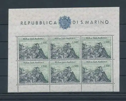 1958 SAN MARINO, Foglietto Veduta Panoramica, BF 18 - Einige Papierfalten - MNH ** Zertifikat Philatelie De Simoni