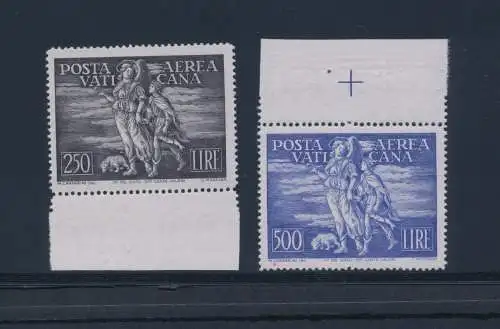 1948 Vatikan, Luftpost, Tobia Nr. 16/17, 2 Werte, postfrisch** - zentriert - Bogenrand - Garantiezertifikat Philatelia De Simoni