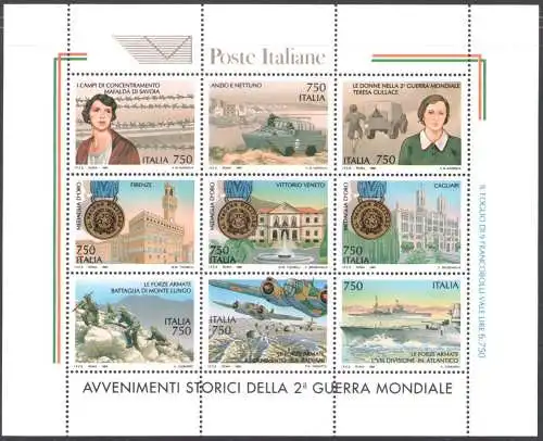 1995 Italien - Republik, Historische Ereignisse Zweiter Weltkrieg - Bogen Nr. 18 - postfrisch **