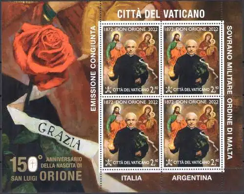 2022 Vatikan, 150 Jahre Geburt San Luigi Orione - Gemeinsame Ausgabe mit Italien - Smom - Argentinien - MNH **