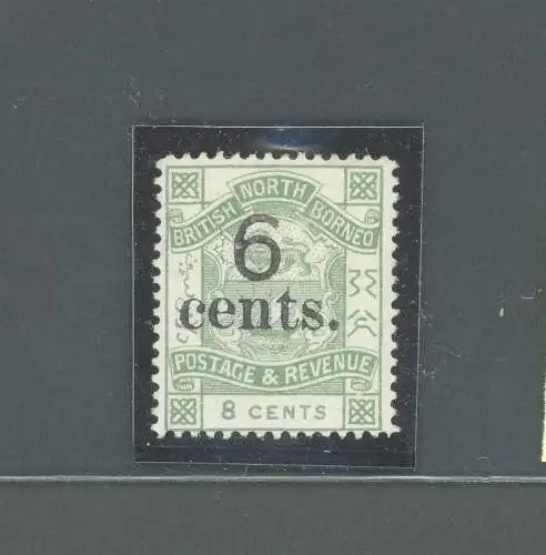 1891-92 North Borneo, Stanley Gibbons Nr. 55 - 6c. auf 8c. gelbgrün - postfrisch**