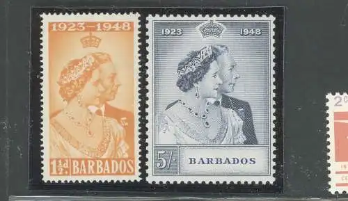 1948 BARBADOS, Stanley Gibbons Nr. 265-66 - Royal Silver Wedding - 2 Werte - MNH **