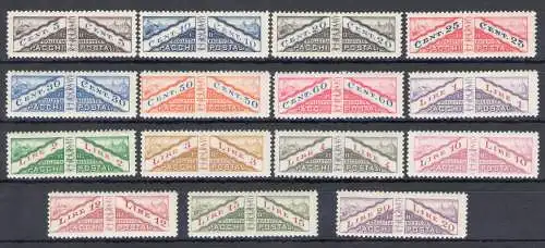 1928 SAN MARINO, Postpakete Nr. 1/15 - 15 Werte ungezähnt in der Mitte MNH**