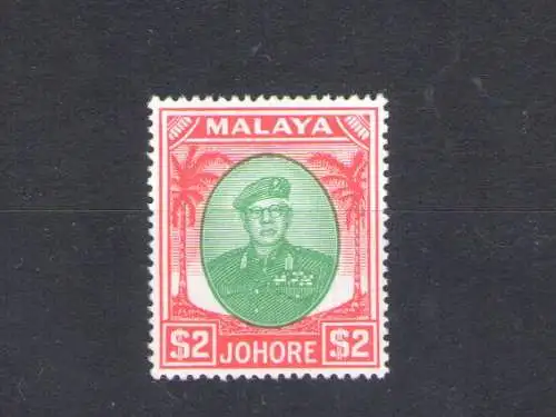 1949-55 Malaysische Staaten - Johore - Stanley Gibbons Nr. 146 - Sultan Sir Ibrahim - 2$ grün und scharlachrot - postfrisch **