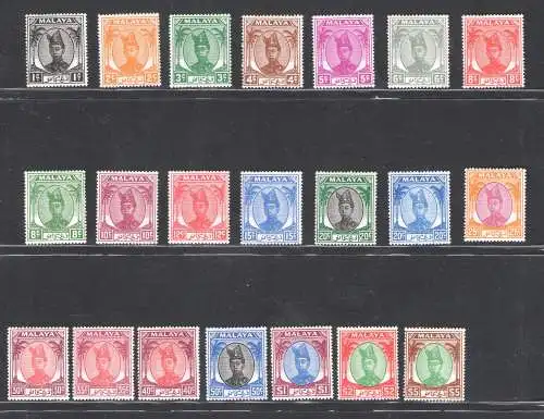 1949-55 Malaysian States - Trengganu - Stanley Gibbons Nr. 67-87 - Serie mit 21 Werten - MNH **