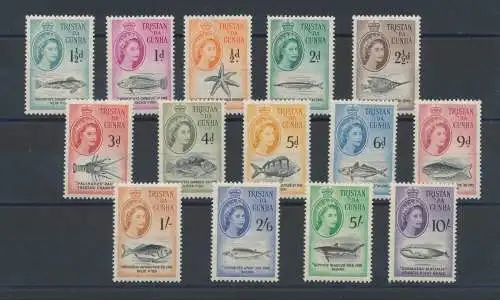 1960 TRISTAN DA CUNHA - Vita Marina, Stanley Gibbons # 28/41, MNH **