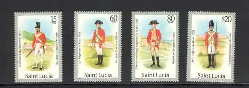 1987 ST. Lucia - Militäruniformen - Serie von 4 Werten - Yvert Tellier Nr. 860-63 - MNH**