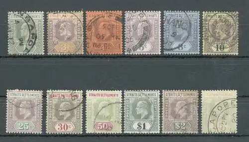 1902-03 Straits Settlements, Stanley Gibbons Nr. 110-21 - George V - Komplette Serie 12 Werte - Gebraucht