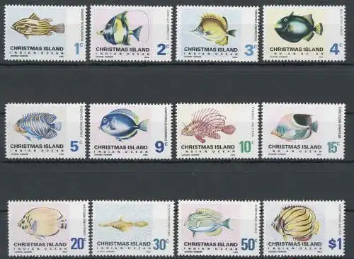 1968-70 CHRISTMAS ISLAND - Yvert et Tellier Nr. 22-33 - Verschiedene Fische - Serie mit 12 Werten - MNH **