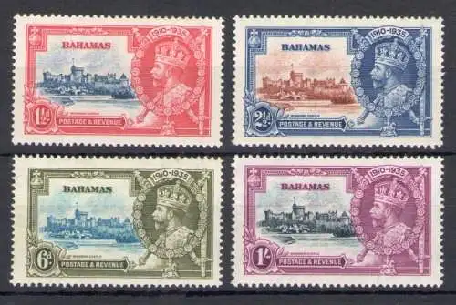 1935 Bahamas, Stanley Gibbons n. 141/44, Silver Jubilee, 4 Werte, MH*