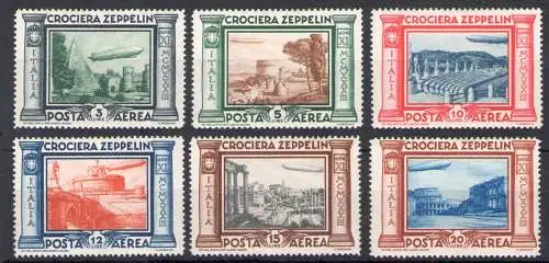 1933 Italien - Königreich, Luftpost Nr. 45/50 - Zeppelin Cruise - MH*